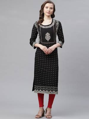 Black embroidered rayon embroidered-kurtis 1