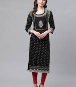 Black embroidered rayon embroidered-kurtis