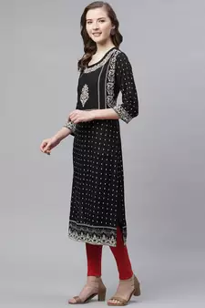Black embroidered rayon embroidered-kurtis