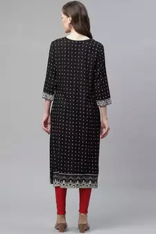 Black embroidered rayon embroidered-kurtis