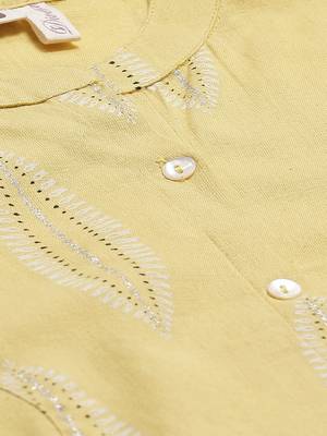 Yellow printed cotton ethnic-kurtis 5