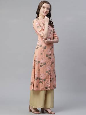 Peach printed cotton ethnic-kurtis 3