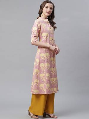 Pink printed cotton ethnic-kurtis 3