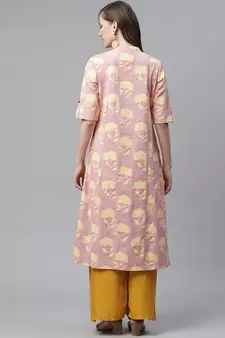 Pink printed cotton ethnic-kurtis