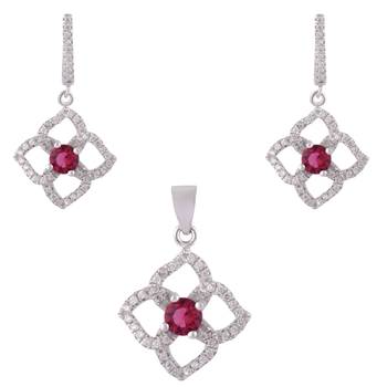 Floral Dusk Silver Pendant Set-PDS015 1