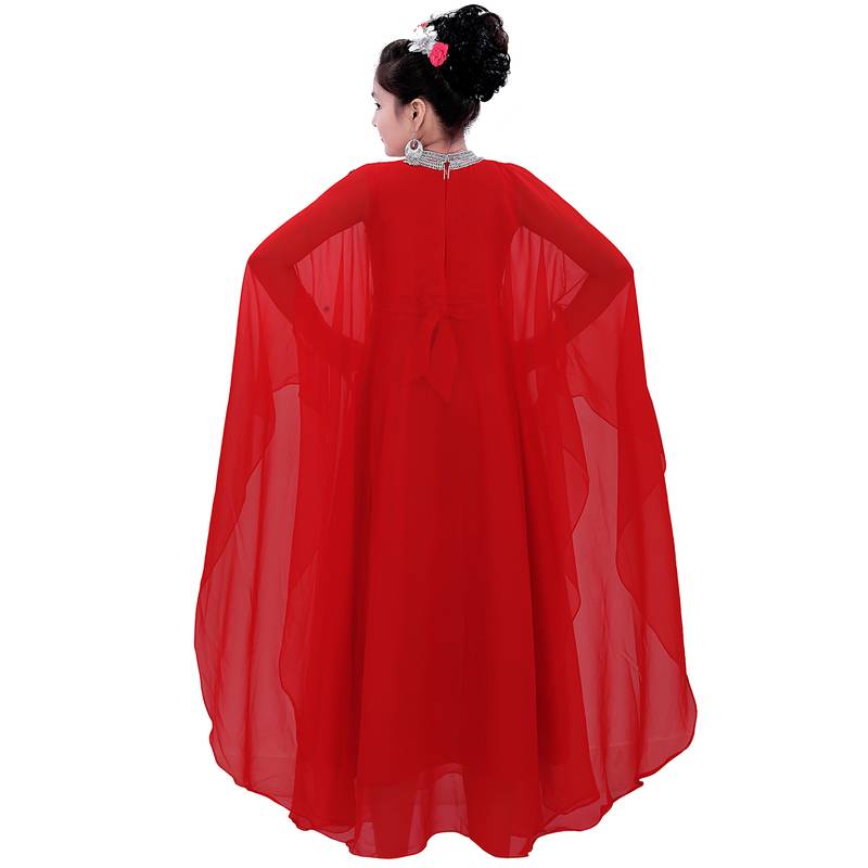 Red Georgette Embroidered Zari Work Kids Kaftans