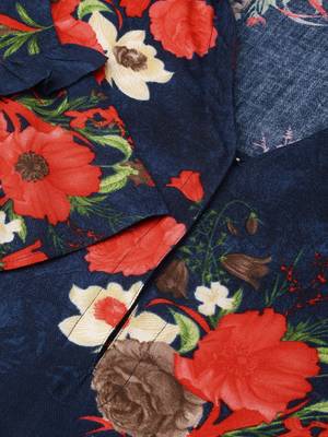 Navy Blue Color Floral red color Printed V Neck women Kurta palazzo set 5