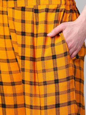 Navy Blue Color Floral Yellow color Printed V Neck women Kurta palazzo set 5