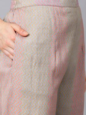 V Neck, with front attached fashion Peach color women Kurta palazzo set 4