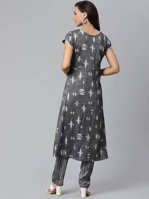 Short Sleeve V Neck Long Length Front Slit Brown Color women Kurta palazzo 2