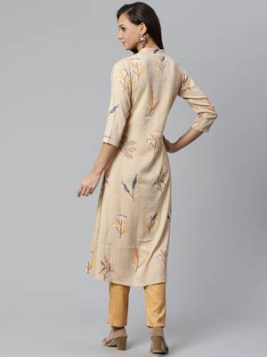 Cream and Orange printed kurta with palazzos, Set 2