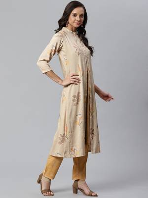 Cream and Orange printed kurta with palazzos, Set 3