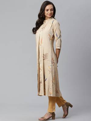 Cream and Orange printed kurta with palazzos, Set 4