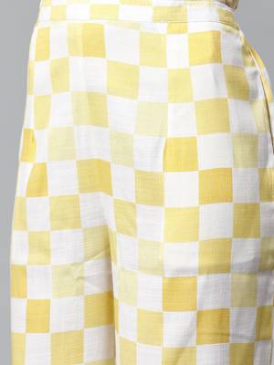 Cream and Yellow printed kurta with palazzos Set 5