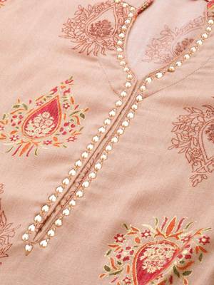 Peach-Coloured, red and golden printed kurta with palazzos set 5