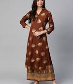 Brown and golden printed kurta with palazzos set