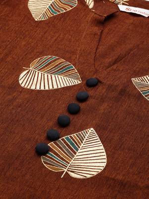 Brown and golden printed kurta with palazzos set 5