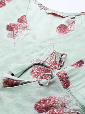Sea green and maroon printed kurta with palazzos Set 5