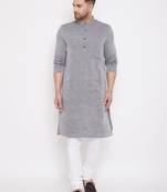 Grey woven cotton men-kurtas