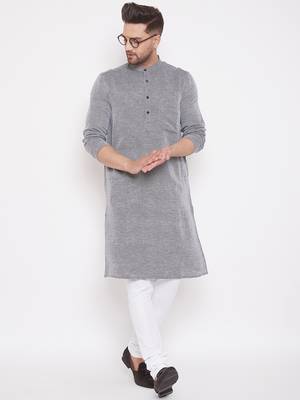 Grey woven cotton men-kurtas 2