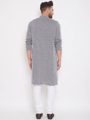 Grey woven cotton men-kurtas 4