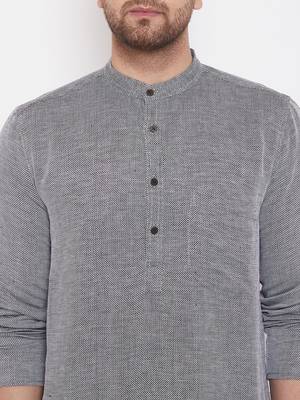 Grey woven cotton men-kurtas 5
