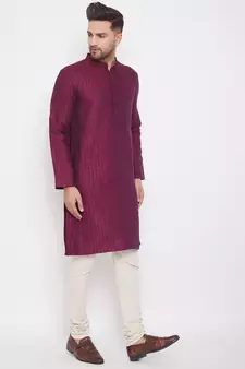 Maroon woven cotton men-kurtas