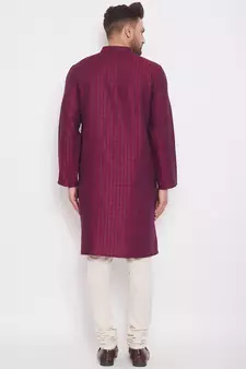 Maroon woven cotton men-kurtas