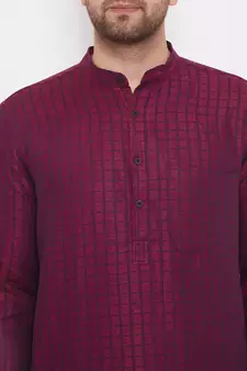 Maroon woven cotton men-kurtas