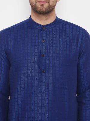 Blue woven cotton men-kurtas 5