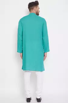 Green solid cotton men-kurtas