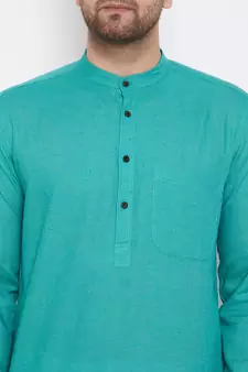 Green solid cotton men-kurtas