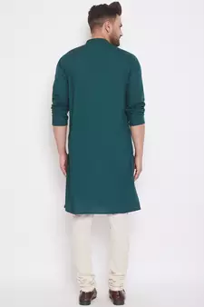 Green woven cotton men-kurtas