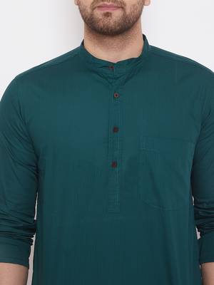 Green woven cotton men-kurtas 5