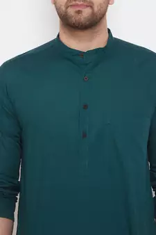 Green woven cotton men-kurtas