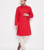Red woven cotton men-kurtas