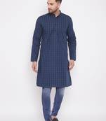 Blue woven cotton men-kurtas