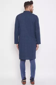 Blue woven cotton men-kurtas