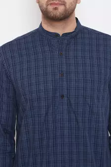 Blue woven cotton men-kurtas