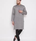 Grey woven cotton men-kurtas