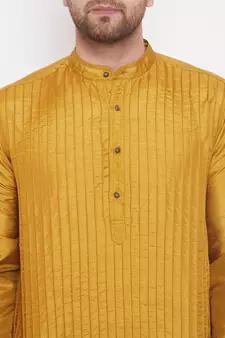 Gold solid art silk men-kurtas