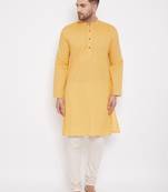 Yellow solid cotton men-kurtas