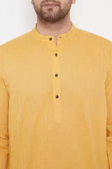 Yellow solid cotton men-kurtas