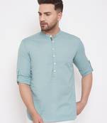 Green woven cotton men-kurtas