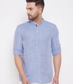 Blue woven cotton men-kurtas