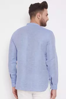 Blue woven cotton men-kurtas