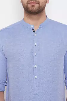 Blue woven cotton men-kurtas