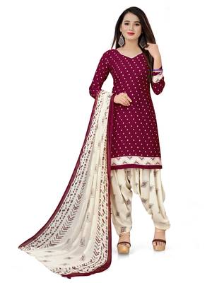 Maroon printed crepe salwar 1