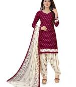 Maroon printed crepe salwar
