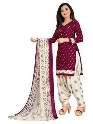 Maroon printed crepe salwar 2